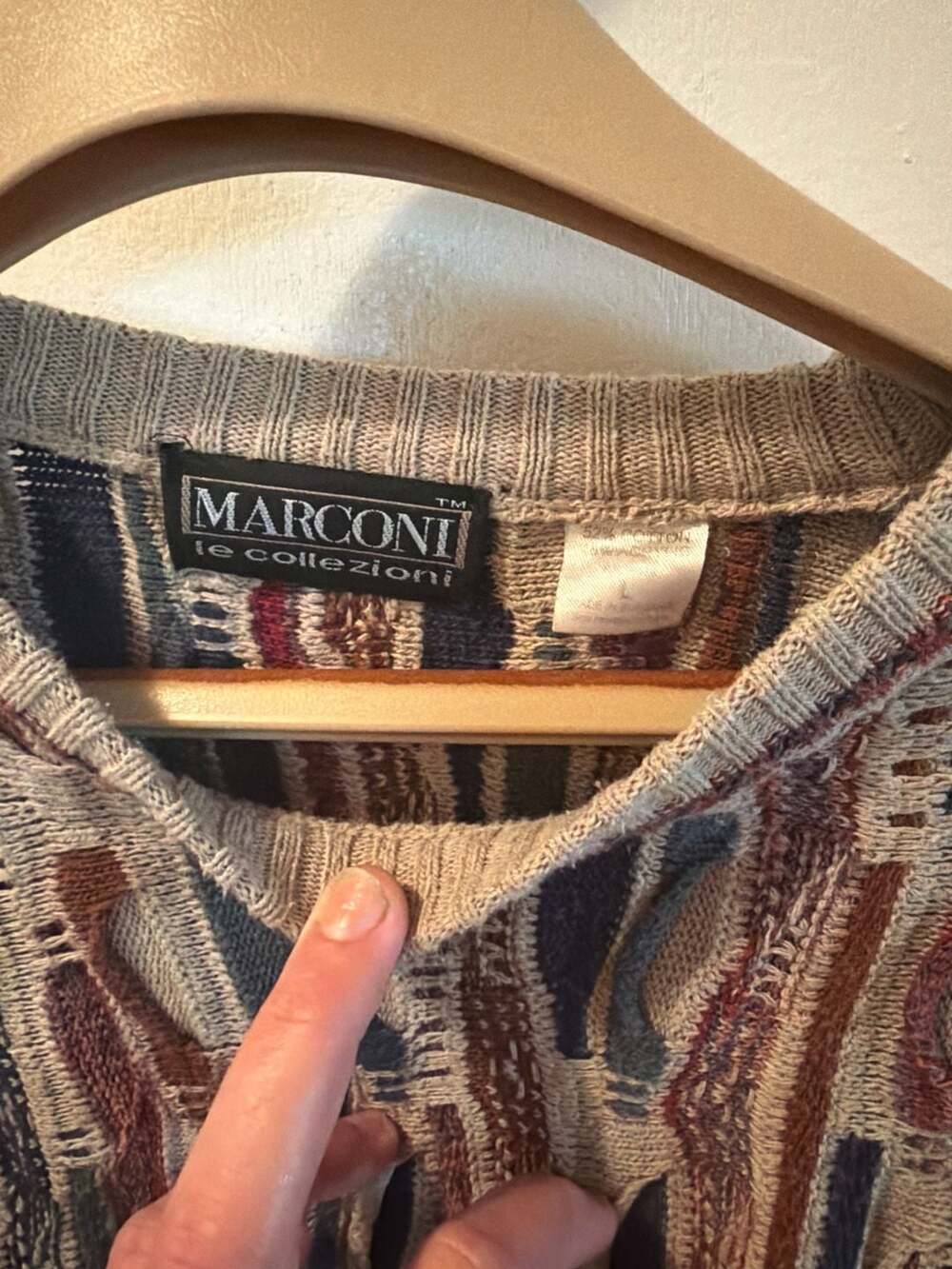 Vintage Marconi Le Collezioni 3D Knit Coogi-Style Textured Multi-Color Sweater - Picture 2 of 2